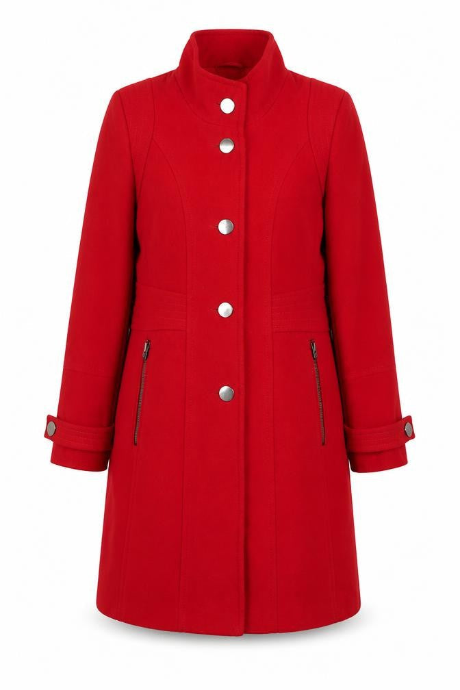 Wallis Women’s Red Mid-Length Belted Overcoat Size 14