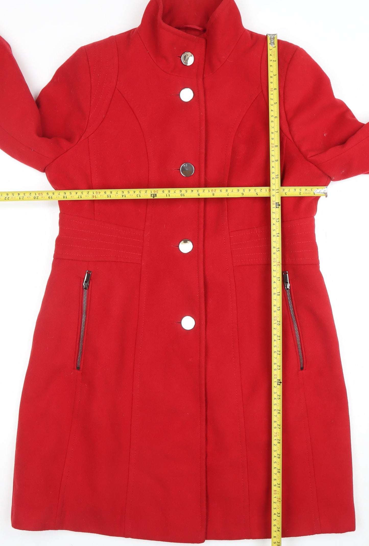 Wallis Women’s Red Mid-Length Belted Overcoat Size 14