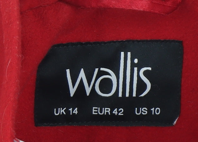 Wallis Women’s Red Mid-Length Belted Overcoat Size 14