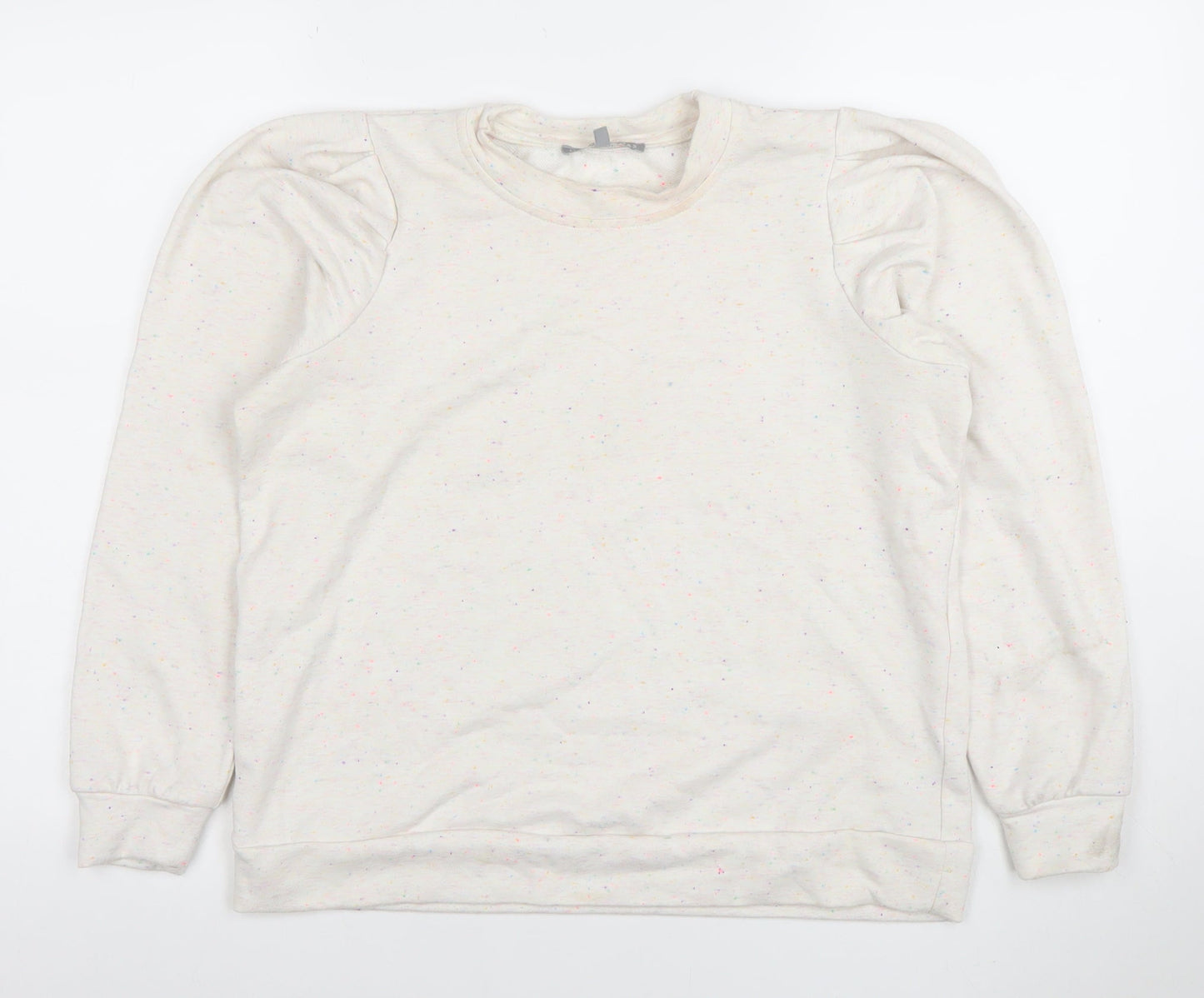 Oliver Bonas Womens Beige Speckled Pullover Sweatshirt Size 10