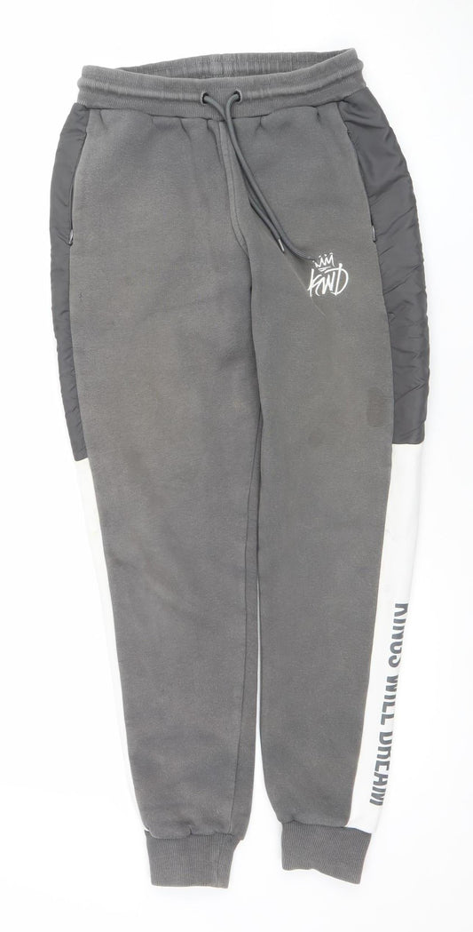 Kings Will Dream Boys Grey Jogger Sweatpants 12-13 Years Elastic Waist