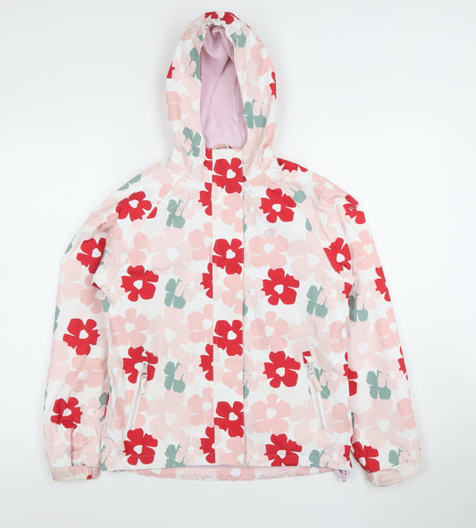 Trespass Girls Multicoloured Floral Waterproof Hooded Rain Coat 11-12 Years