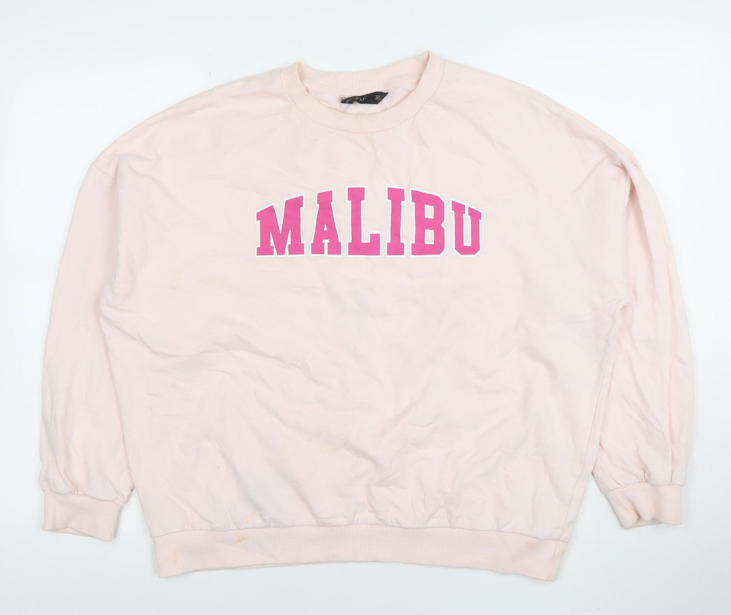 F&F Women Pink Malibu Crew Neck Pullover Sweatshirt Size 12