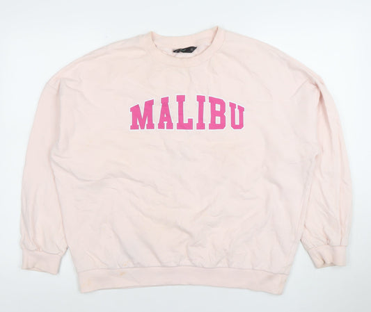 F&F Women Pink Malibu Crew Neck Pullover Sweatshirt Size 12