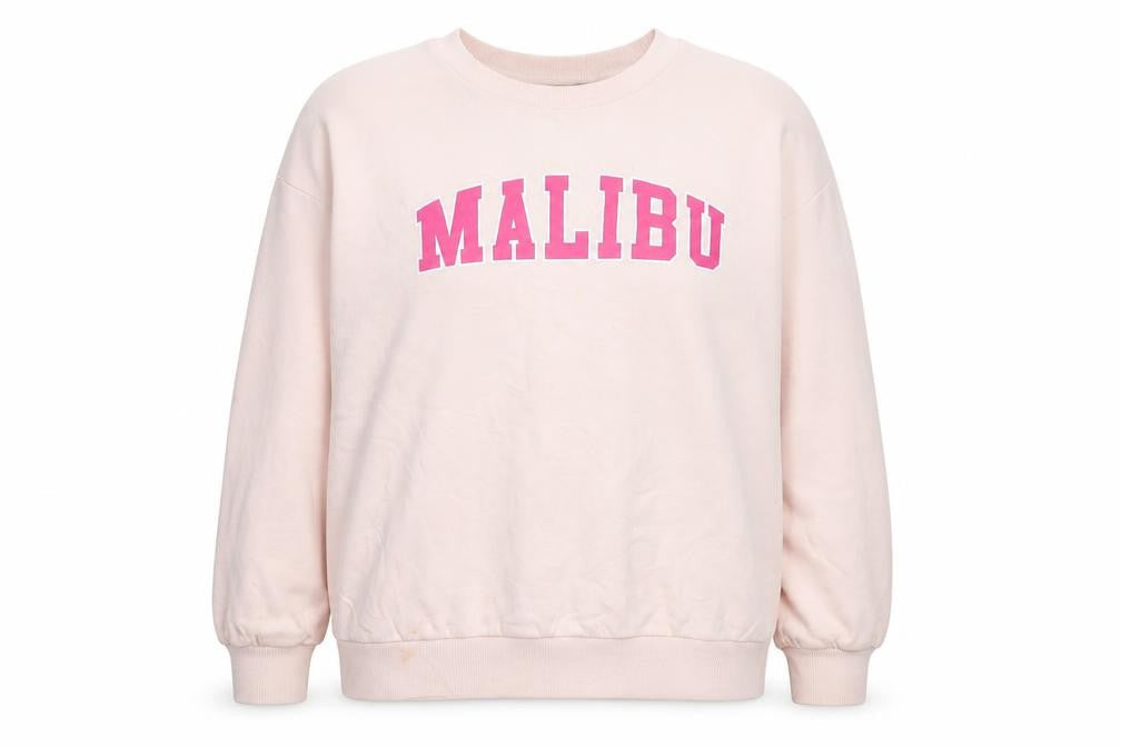F&F Women Pink Malibu Crew Neck Pullover Sweatshirt Size 12