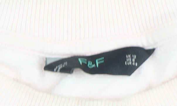 F&F Women Pink Malibu Crew Neck Pullover Sweatshirt Size 12