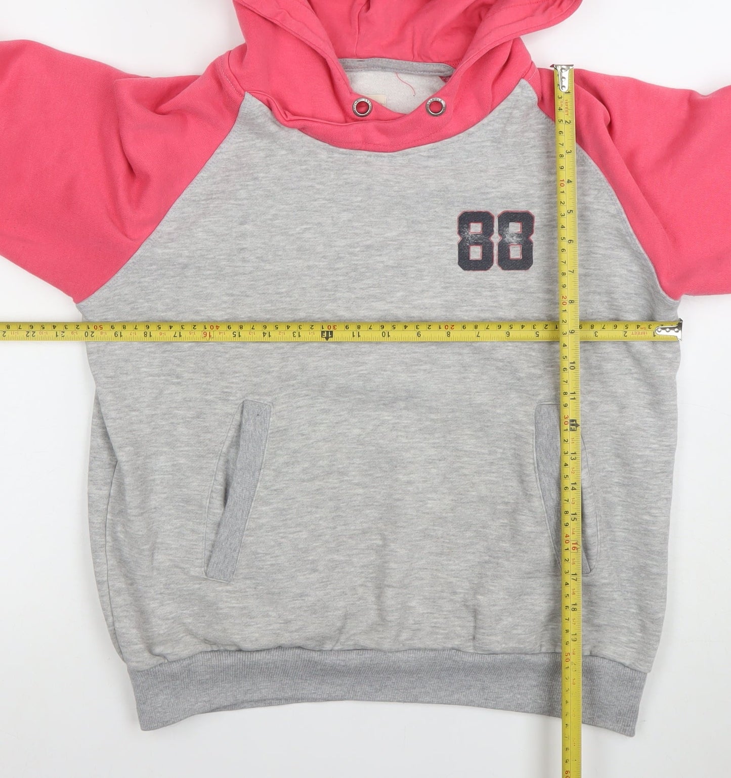 Saltrock Womens Grey & Pink Hoodie Size 14 Pullover Cotton Blend