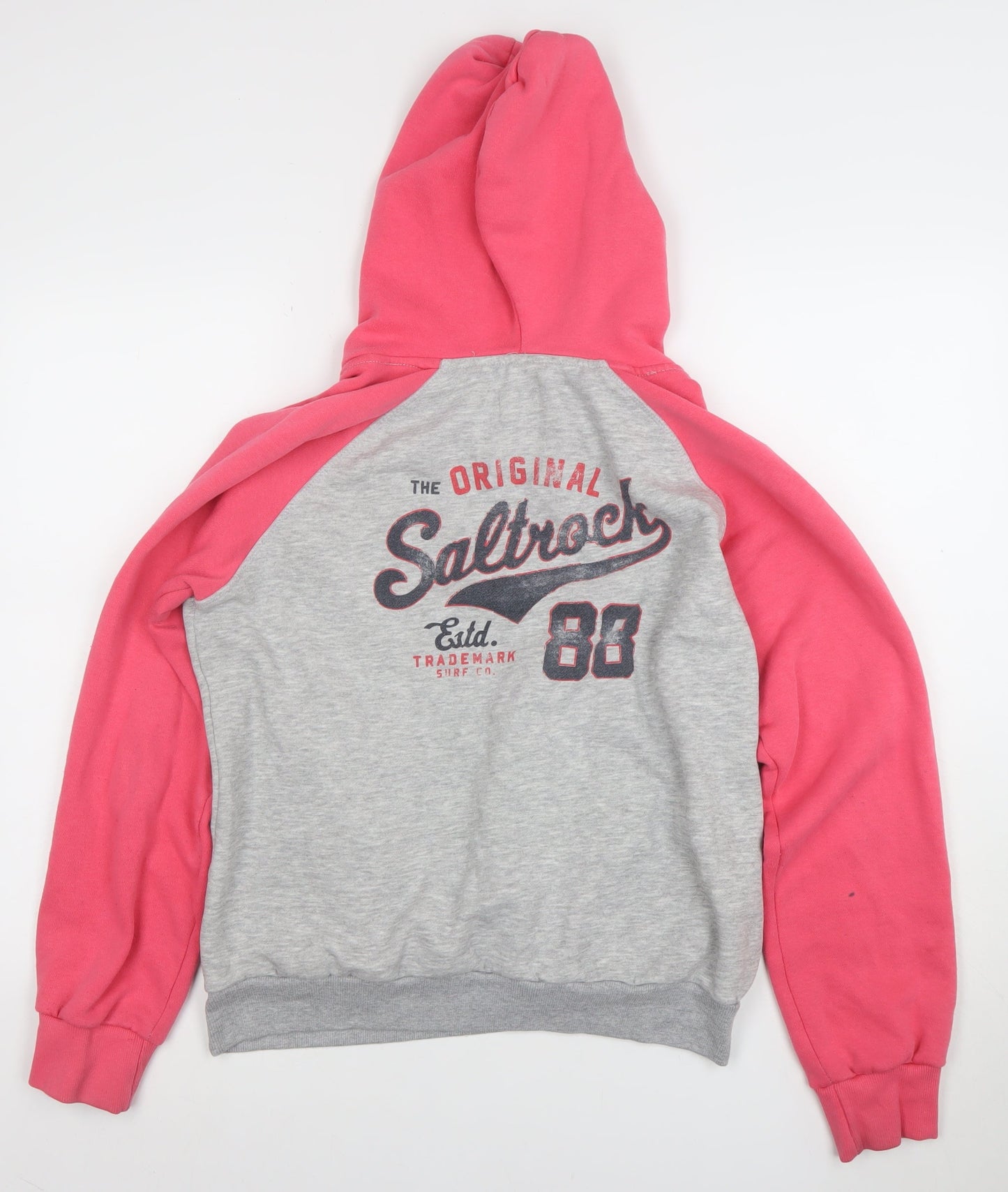 Saltrock Womens Grey & Pink Hoodie Size 14 Pullover Cotton Blend