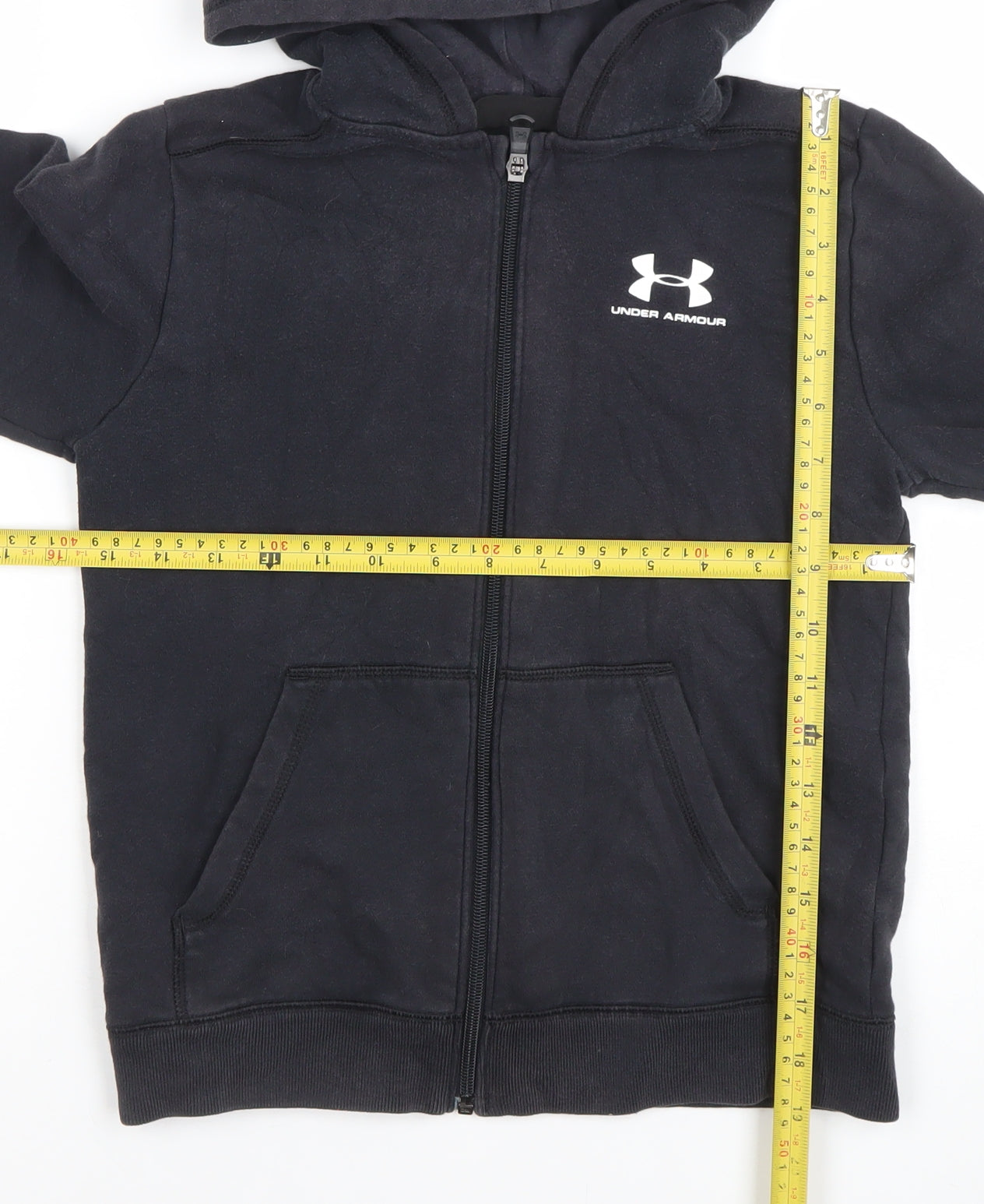 Under Armour Boys Black Full Zip Hoodie YMD Medium Cotton Blend