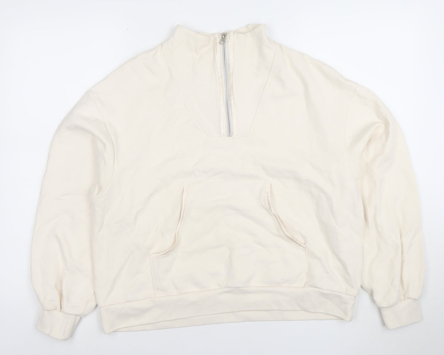 Chelsea Peers Women’s Beige 1/2 Zip Sweatshirt Size 12 Cotton Blend