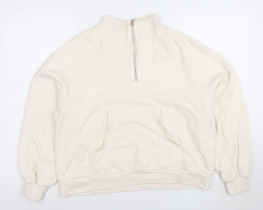 Chelsea Peers Women’s Beige 1/2 Zip Sweatshirt Size 12 Cotton Blend