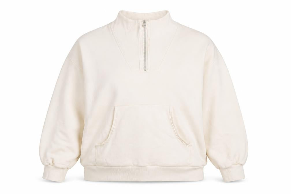 Chelsea Peers Women’s Beige 1/2 Zip Sweatshirt Size 12 Cotton Blend