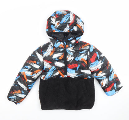 Additional front view of Mountain Warehouse boys’ multicoloured 5-6 years hooded puffer jacket