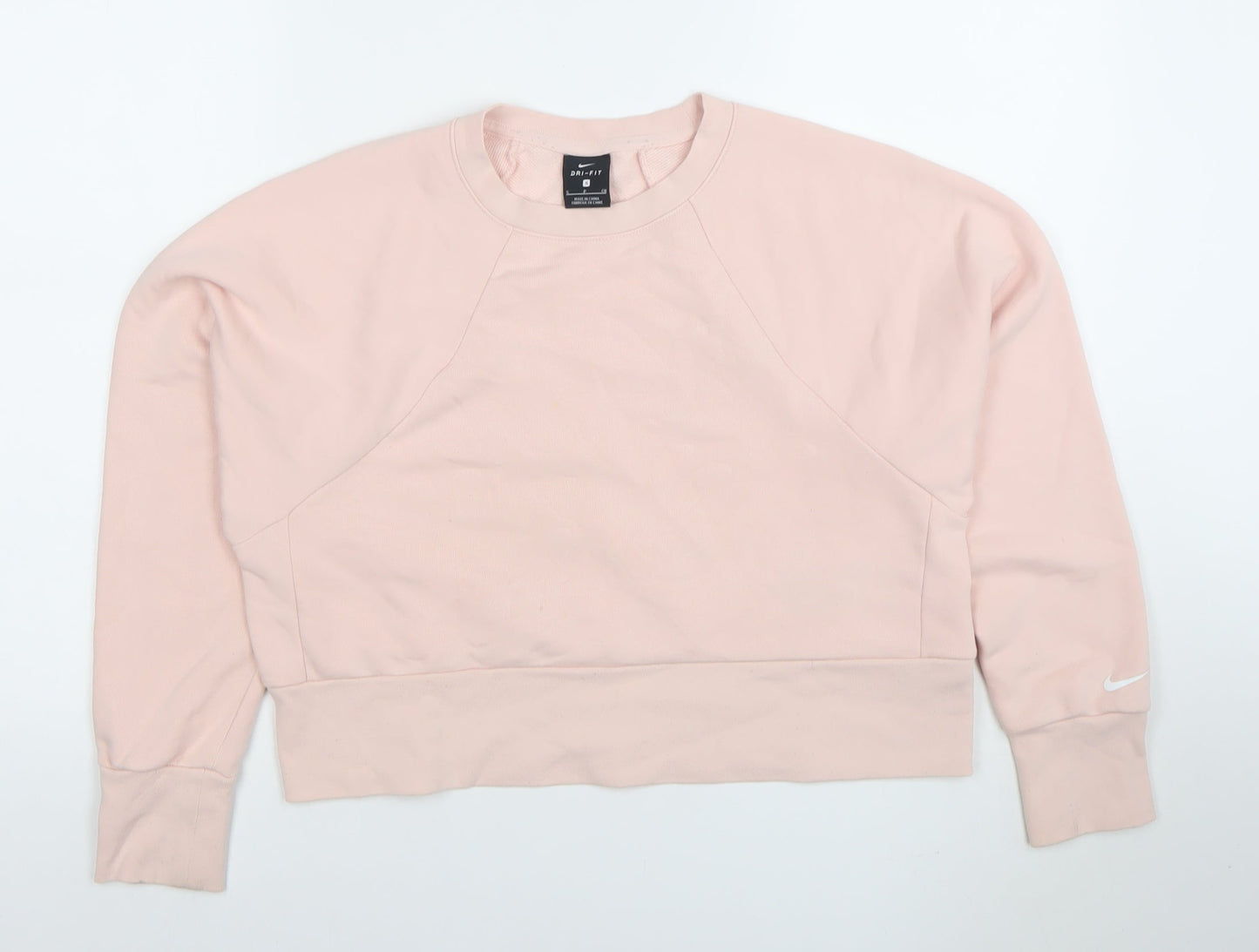 Nike Women Pink Dri-FIT Pullover Sweatshirt S Crew Neck Long Sleeve