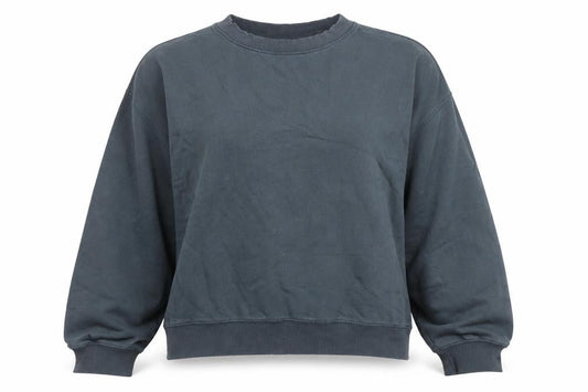 Weekday Women Blue Cotton Blend Crew Neck Pullover Sweatshirt M
