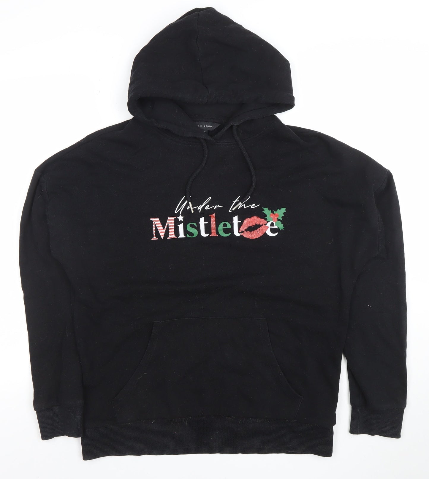 New Look Women's Black Under the Mistletoe Hoodie Size S