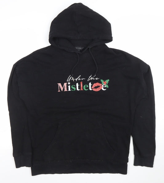 New Look Women's Black Under the Mistletoe Hoodie Size S