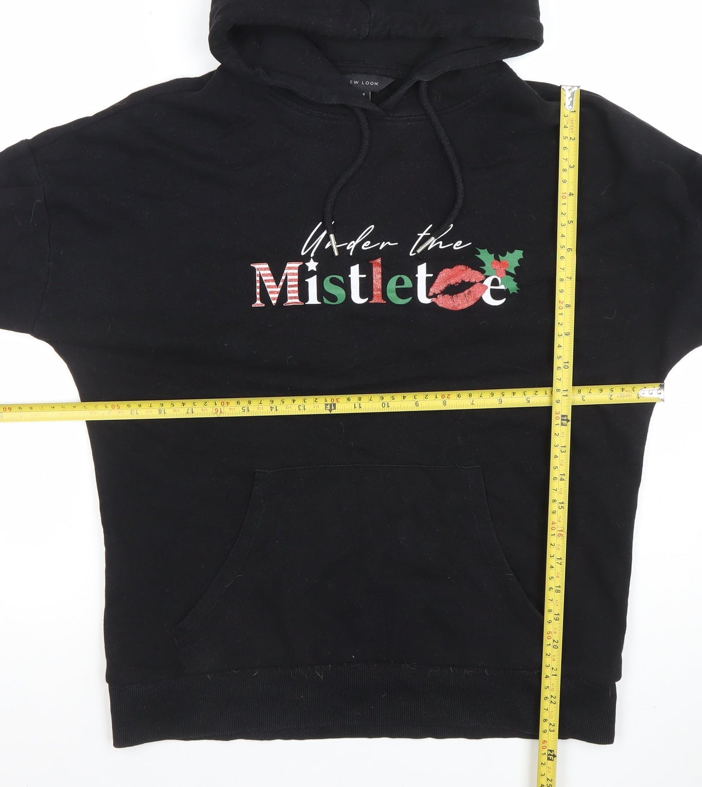 New Look Women's Black Under the Mistletoe Hoodie Size S