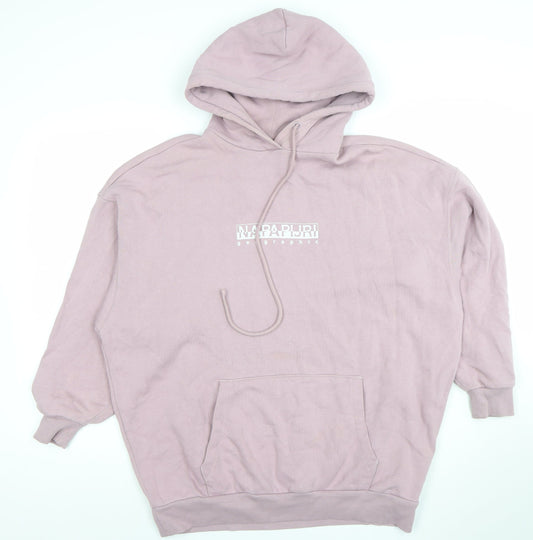 Napapijri Women's Pink Pullover Hoodie Cotton Blend Size S