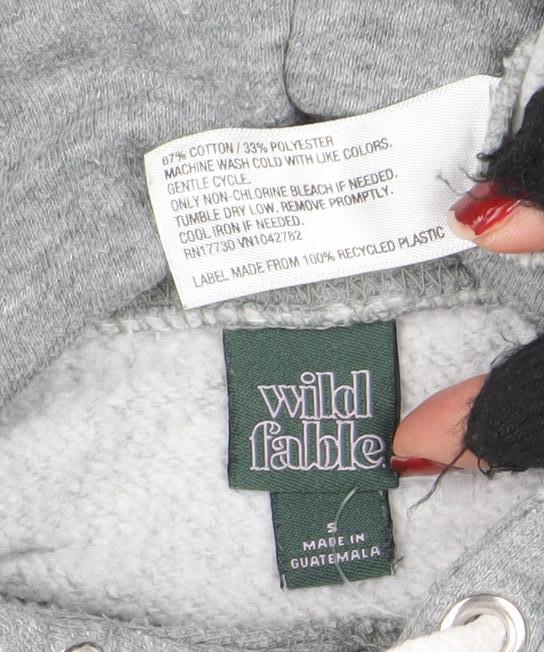 Wild Fable Women Grey Cropped Pullover Hoodie Size S Cotton Blend