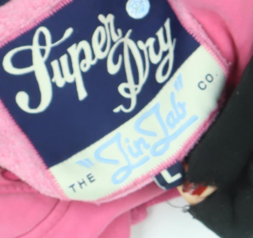Superdry Women's Pink Pullover Hoodie Size M Cotton Blend