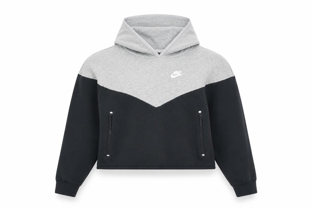 Nike Women’s Grey & Black Pullover Hoodie XS Zip Pocket Sweatshirt