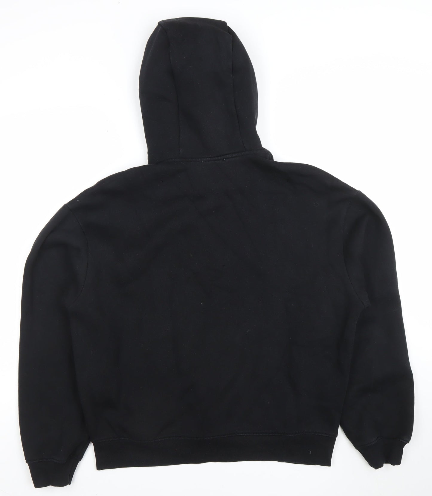 ZARA Men Black Pullover Hoodie M Regular Fleece Cotton Blend