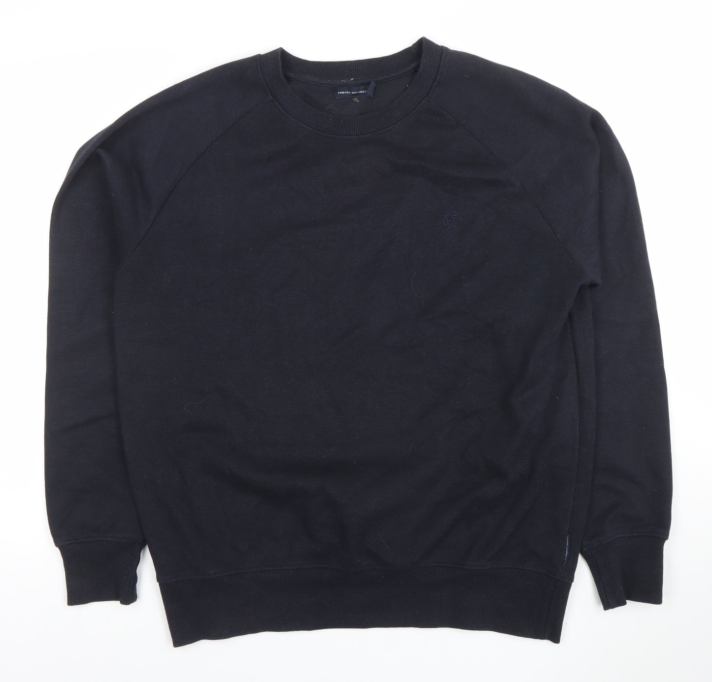 French Connection Men’s Black XL Crew Neck Cotton Sweatshirt