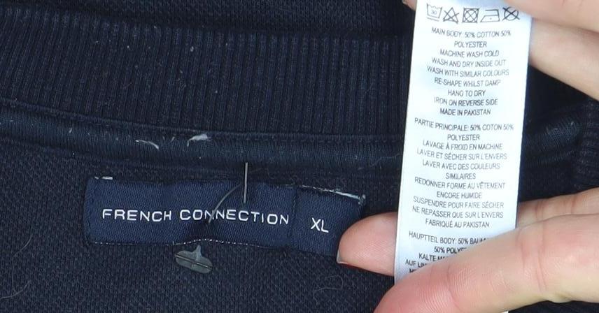 French Connection Men’s Black XL Crew Neck Cotton Sweatshirt