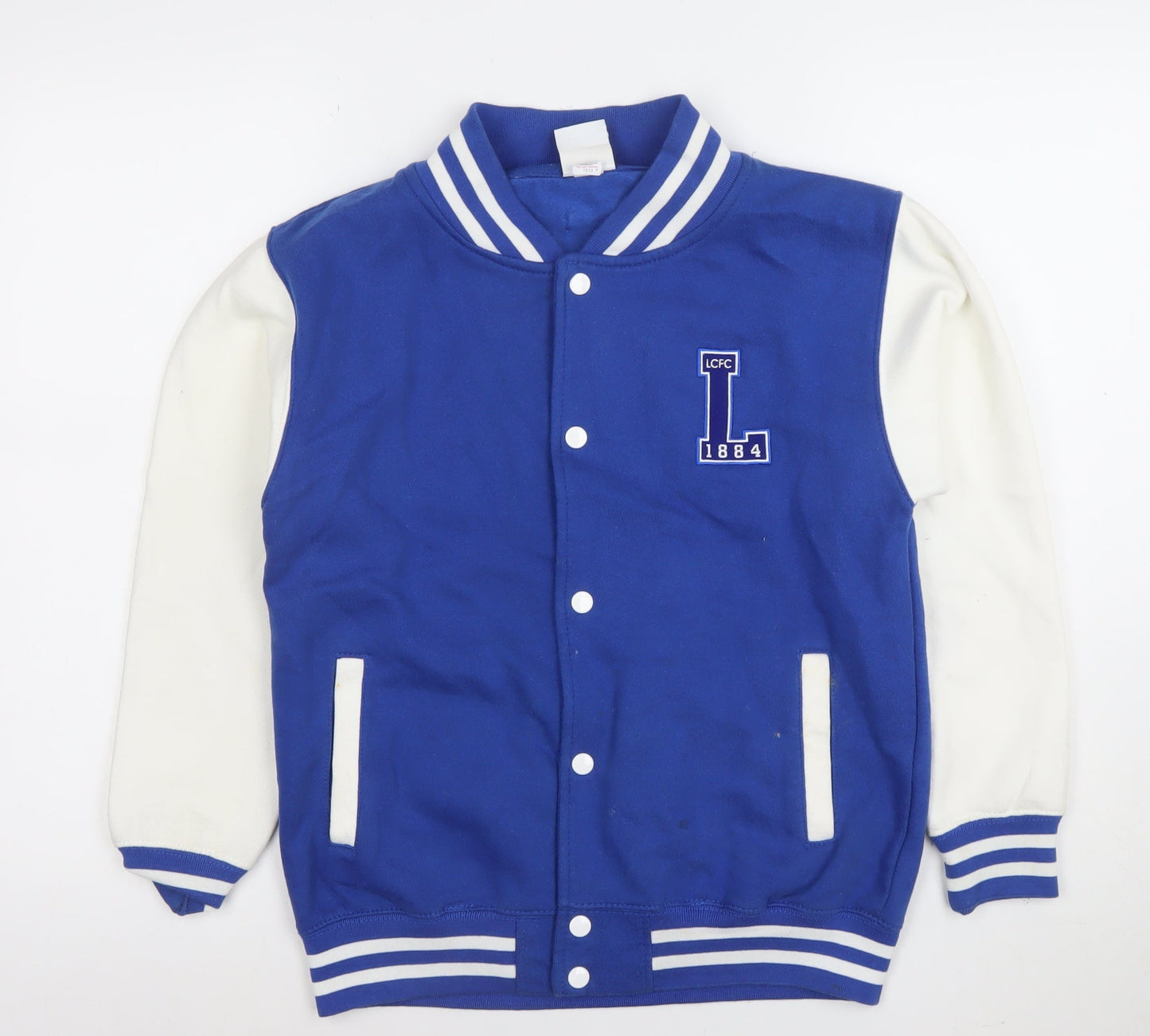 Leicester City Boys Blue Varsity Jacket 12-13 Years Cotton Blend Snap Front