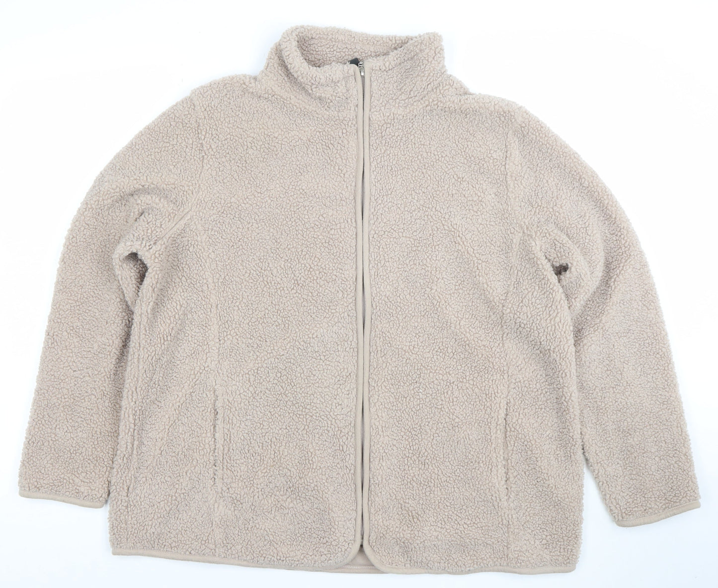 Bonmarche Women Beige Fleece Full Zip Jacket Size 18