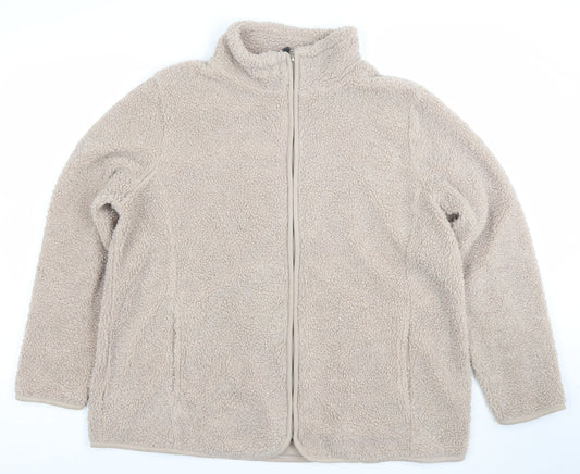 Bonmarche Women Beige Fleece Full Zip Jacket Size 18