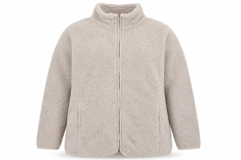 Bonmarché Women Beige Fleece Full Zip Jacket Size 18