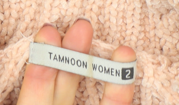 Tamnoon Women Beige Roll Neck Chunky Knit Jumper Size 2