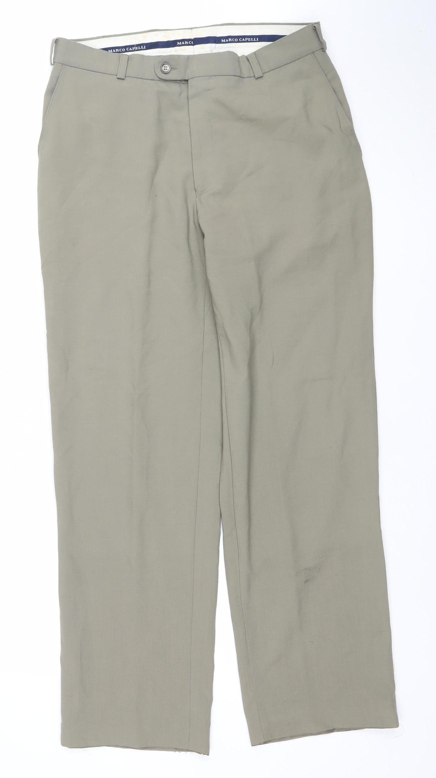 Marco Capelli Men's Beige Wool Blend Chino Trousers 32S