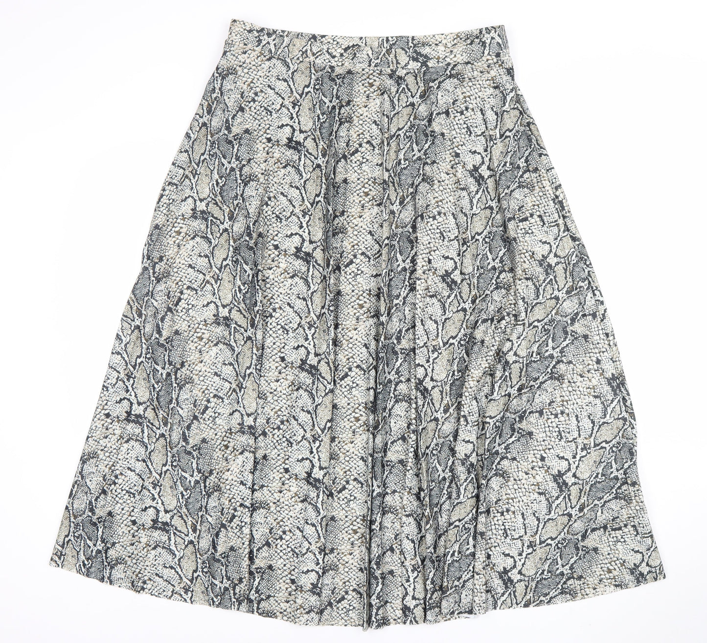 F&F Women Grey Snake Print Pleated Skirt Size 14