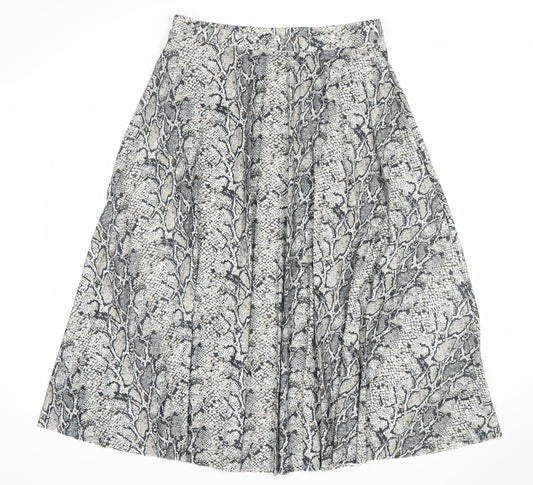 F&F Women Grey Snake Print Pleated Skirt Size 14