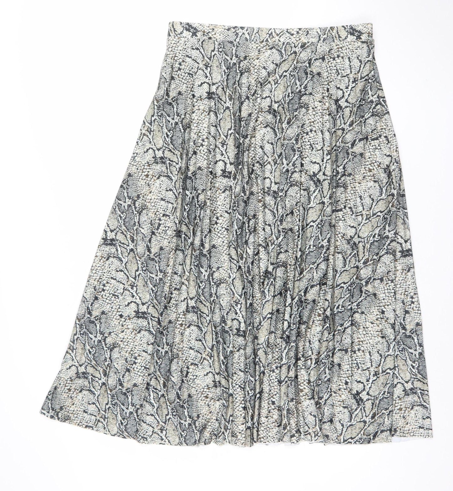 F&F Women Grey Snake Print Pleated Skirt Size 14