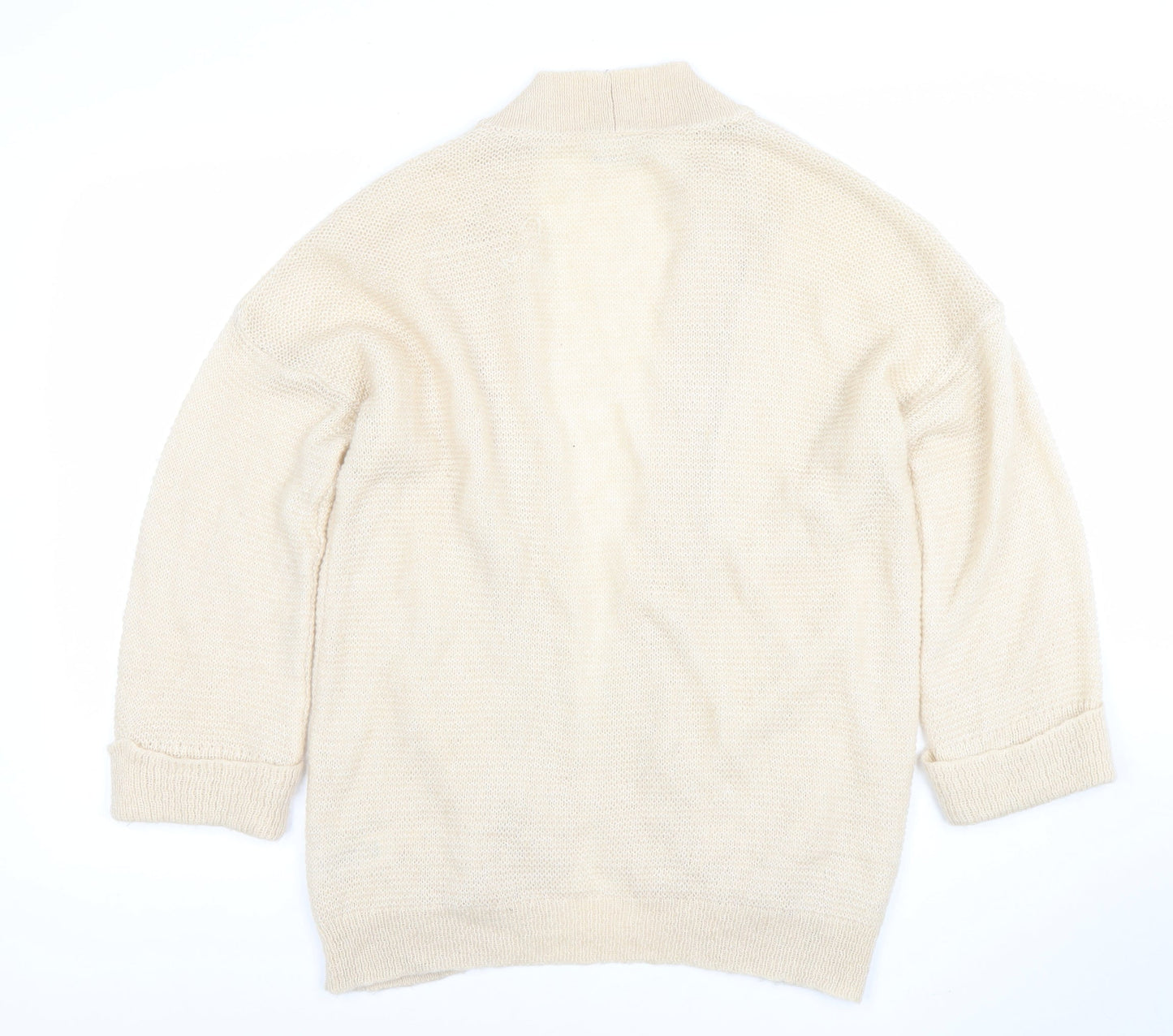Wallis Women Beige Knit 3/4 Sleeve V-Neck Open Cardigan Size S