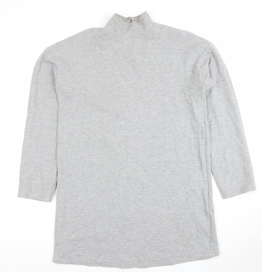 New Look Women's Grey Mock Neck Long Sleeve Tunic Sweatshirt Size S