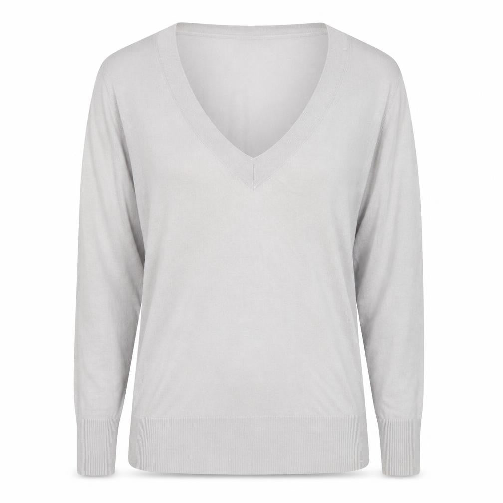GAP Women's Grey V-Neck Cotton Cashmere Pullover Jumper Size L