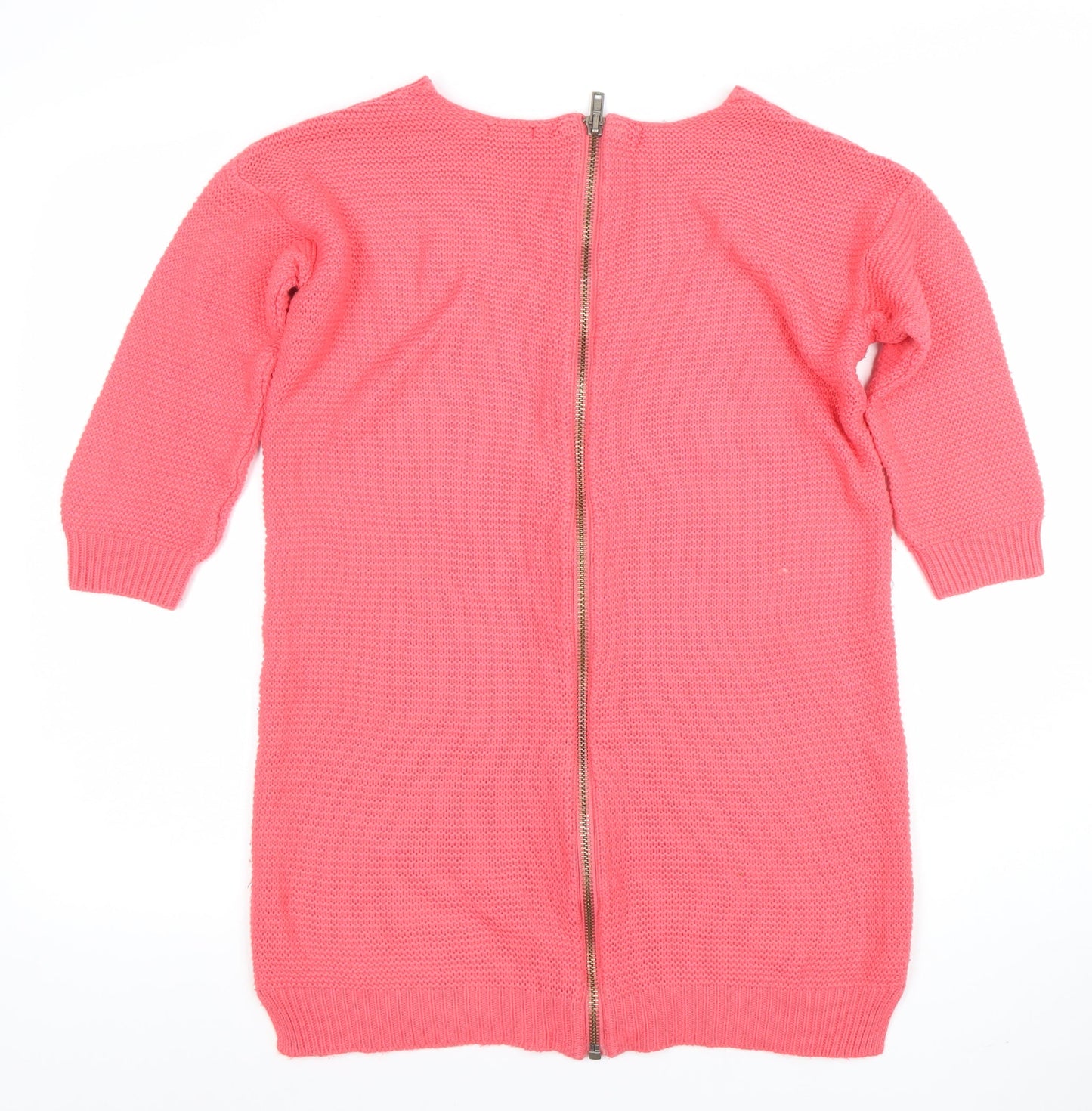 River Island Womens Pink V-Neck Studded Full Zip Knit Jumper Size 6