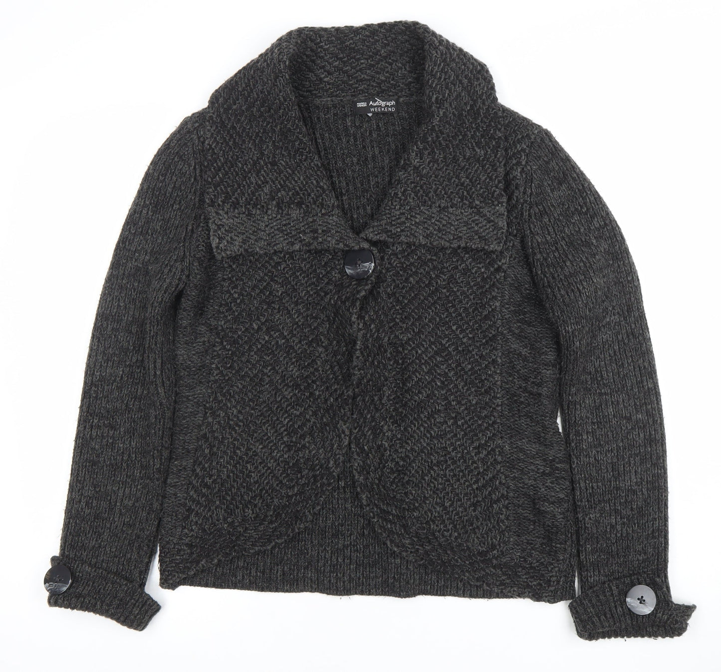 Marks & Spencer Women’s Grey Chunky Knit Cardigan Size 12 Long Sleeve