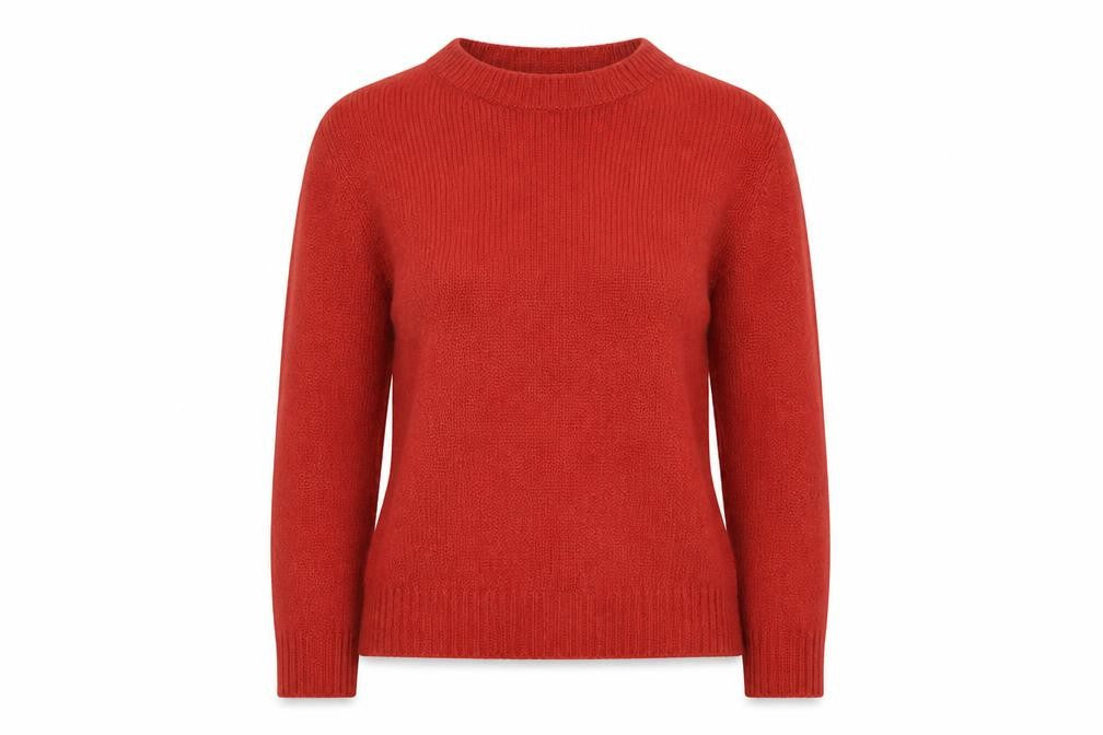 ISLE Womens Red Cable Knit Crew Neck Jumper Size S