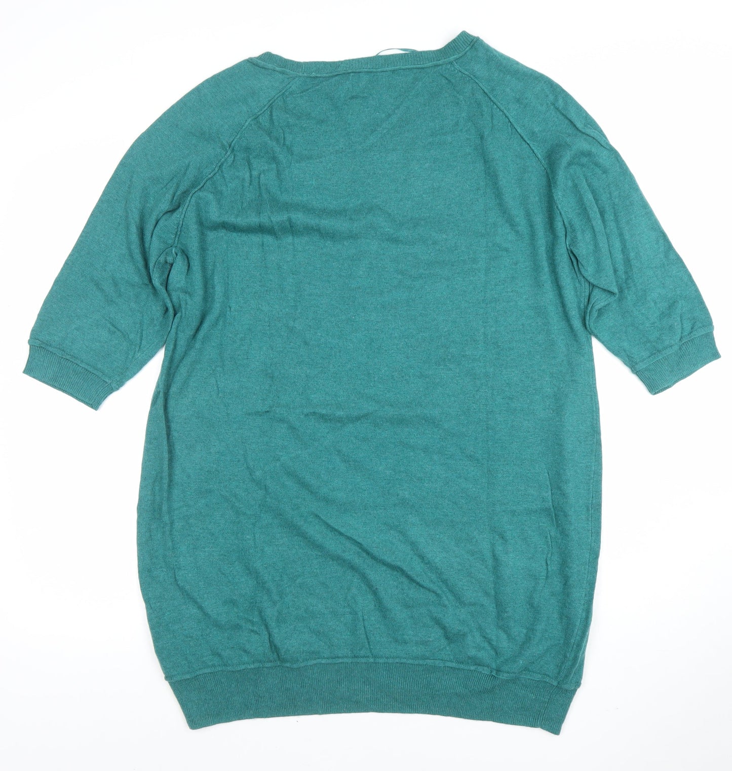 Next Women Green 3/4 Sleeve Scoop Neck Pullover Jumper Size 18