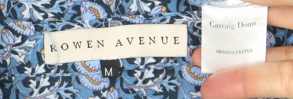 Rowen Avenue Women's Blue Floral Button-Up Shirt Size M Long Sleeve