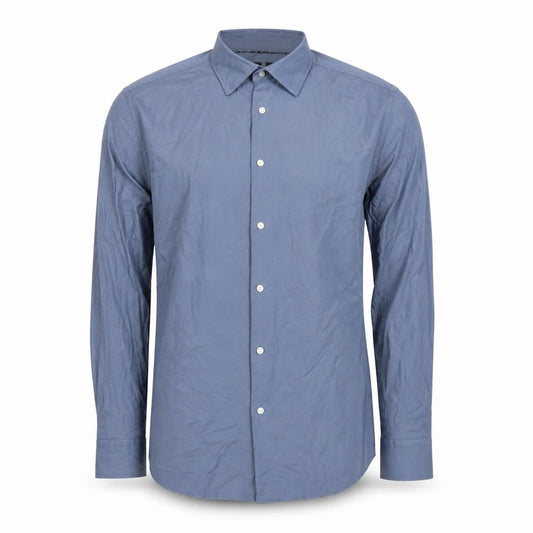 BOSS Men's Blue Slim Fit Long Sleeve Formal Dress Shirt Size M 40cm