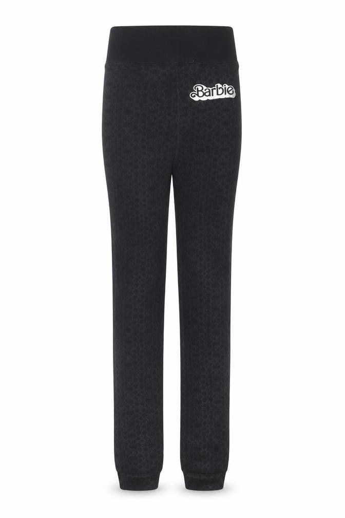 Barbie Women Black M Leggings Stretch Embossed Logo Thermal Winter