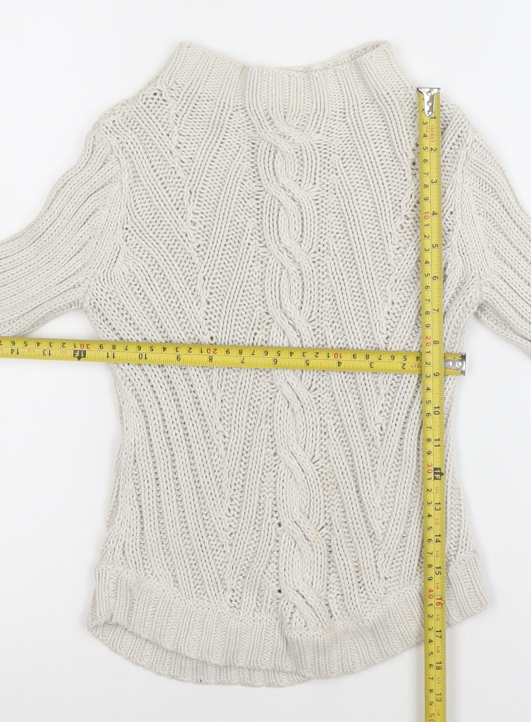 Jigsaw Junior Girls Beige Cable Knit Cotton Jumper 6-7 Years