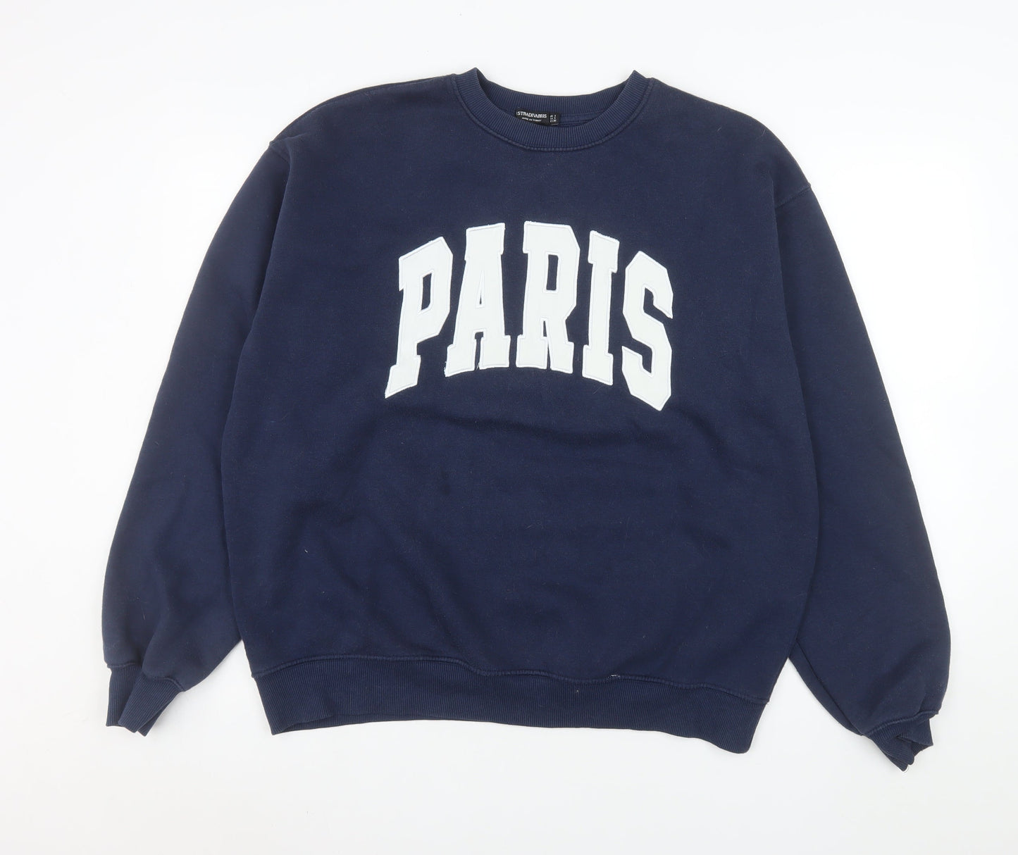 Stradivarius Unisex Blue Paris Graphic Pullover Sweatshirt Size S